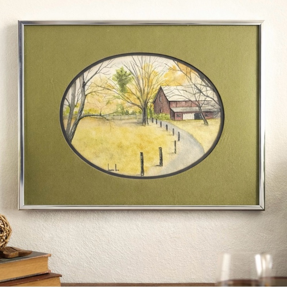 Joanne Roth Original Watercolor Painting Signed Framed Barn Landscape 14x11